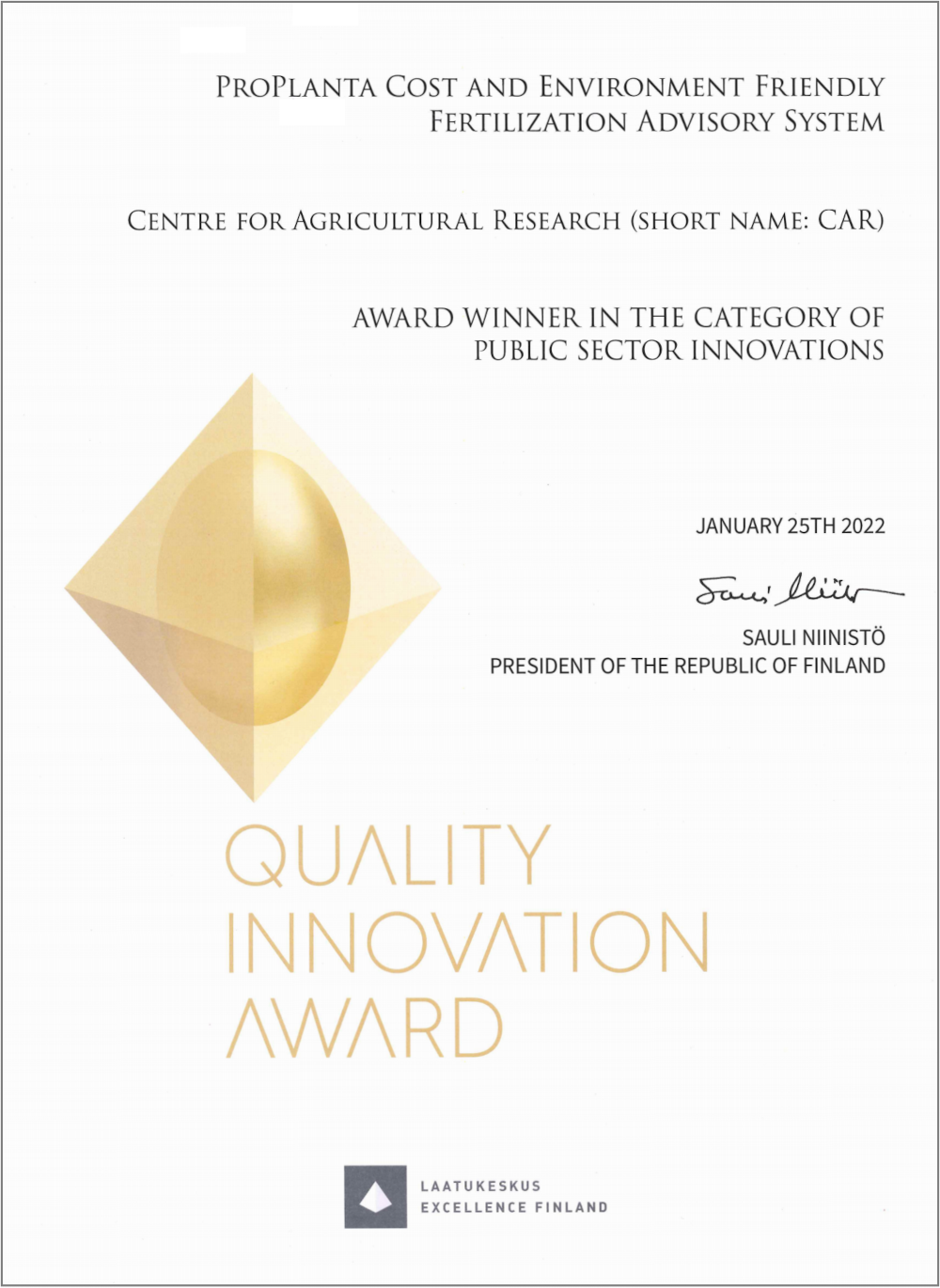 QIA International Award